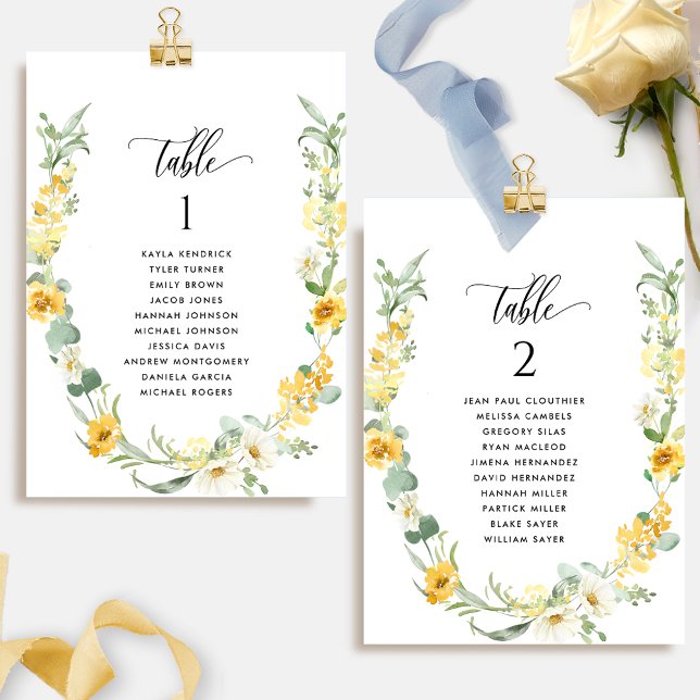 Floral Jaune, Nom de l'invité Cartes de plan de si (Créateur téléchargé)