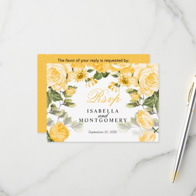 Floral jaune or botanique - RSVP (Devant/Arrière en situation)
