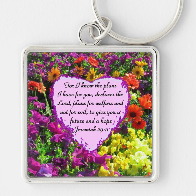 FLORAL JEREMIAH 29:11 PHOTO DESIGN KEYCHAIN (Front)