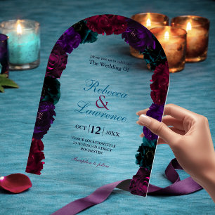 Floral Jewel Tone Wedding Arch Acrylic Invite Invitations