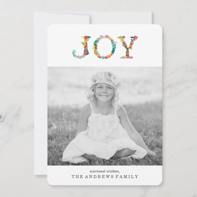 Floral Joy | Carte photo de vacances moderne (Devant)