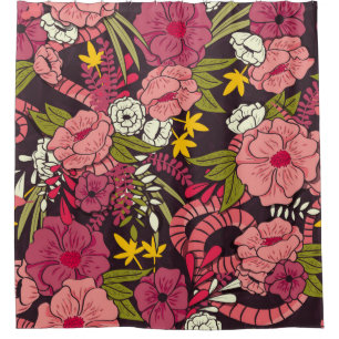 Floral jungle with snakes pattern, tropical flower