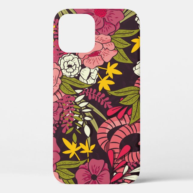 Floral jungle with snakes pattern, tropical flower Case-Mate iPhone case (Back)
