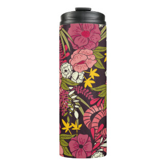Floral jungle with snakes pattern, tropical flower thermal tumbler