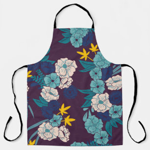 Floral jungle with snakes seamless pattern, tropic apron