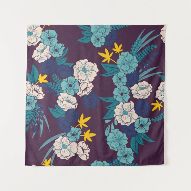 Floral jungle with snakes seamless pattern, tropic tapestry (Front)