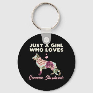 Floral Just A Girl Who Loves German Shepherd Keychain