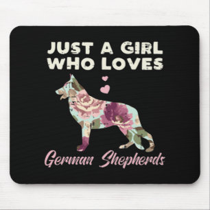Floral Just A Girl Who Loves German Shepherd Mouse Pad