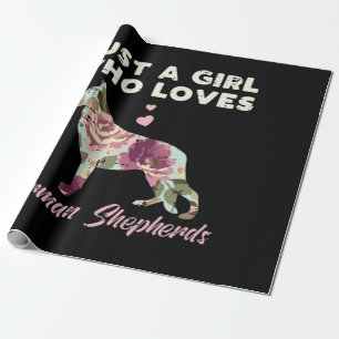Floral Just A Girl Who Loves German Shepherd Wrapping Paper