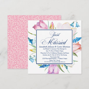Floral "Just Married" Wedding Announcement