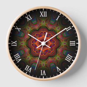 Floral Kaleidoscope Design-44657 Clock