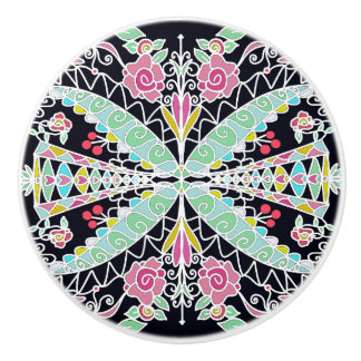 Floral Kaleidoscope Design Ceramic Knob