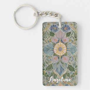 Floral Kaleidoscope Personalised Keychain