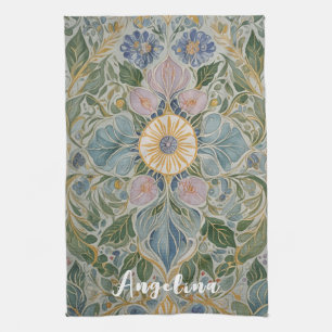 Floral Kaleidoscope Personalised Kitchen Towel