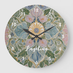 Floral Kaleidoscope Personalised Large Clock