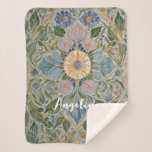 Floral Kaleidoscope Personalised Sherpa Blanket