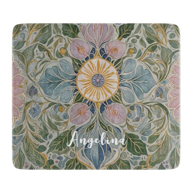 Floral Kaleidoscope Personalized Cutting Board (Front)