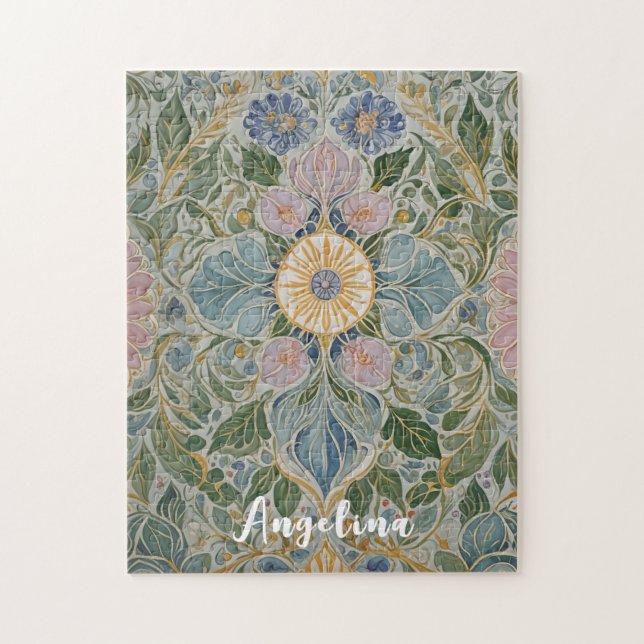 Floral Kaleidoscope Personalized Jigsaw Puzzle (Vertical)