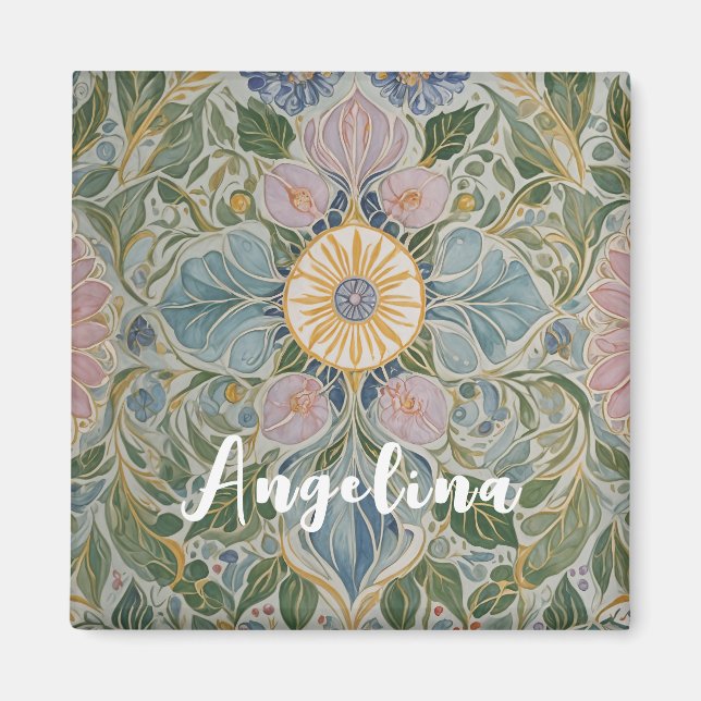 Floral Kaleidoscope Personalized Magnet (Front)