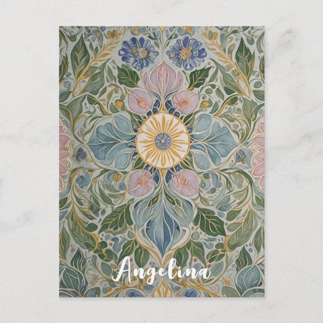 Floral Kaleidoscope Personalized Postcard (Front)