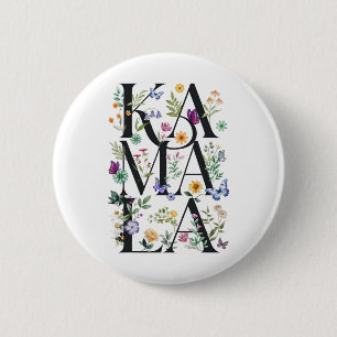 Floral Kamala Botanical Kamala Harris 2024 Madam P 2 Inch Round Button