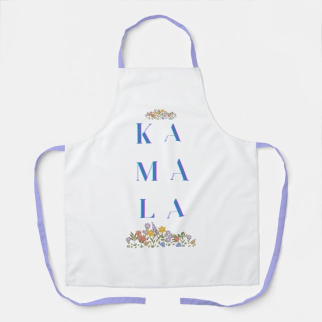 Floral Kamala Harris All-Over Print Apron, Medium Apron (Front)