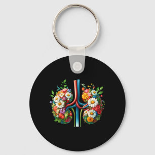 Floral Kidneys Anatomy Medical Art Flower Kidney Keychain