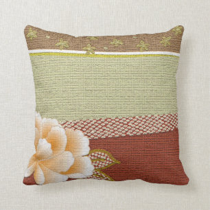 Floral "Kimono" Design Throw Pillow