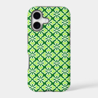 Floral kimono print, lime and pine green
