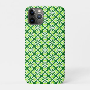 Floral kimono print, lime and pine green iPhone 11 pro case