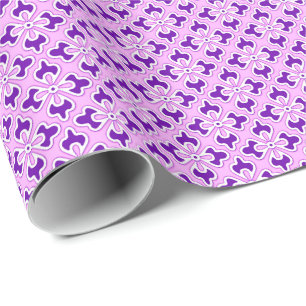 Floral kimono print, orchid and purple wrapping paper