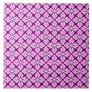 Floral kimono print, orchid pink and purple tile