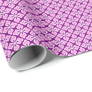 Floral kimono print, orchid pink and purple wrapping paper