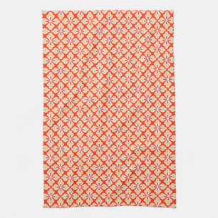 Floral kimono print, peach and mandarin orange kitchen towel