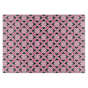 Floral kimono print, pink, black and white cutting board