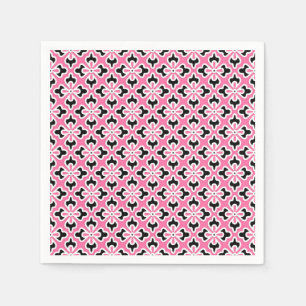 Floral kimono print, pink, black and white napkin