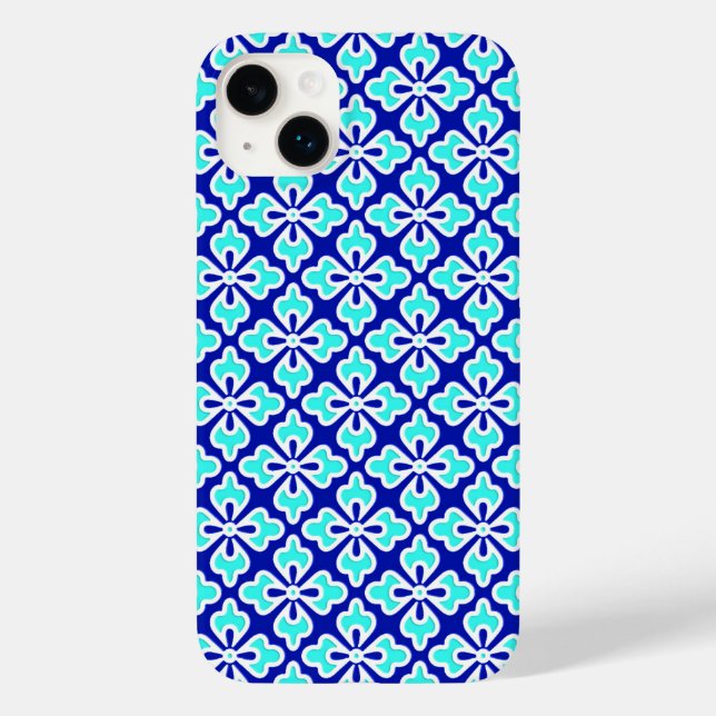 Floral kimono print, turquoise and cobalt blue Case-Mate iPhone case (Back)
