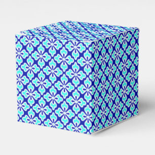 Floral kimono print, turquoise and cobalt blue favor box
