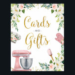 Floral Kitchen Bridal Shower Cards and Gifts Poster<br><div class="desc">Floral Kitchen Bridal Shower Cards & Gifts Poster</div>