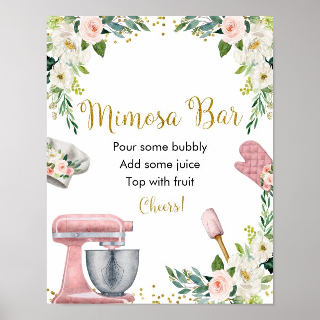 Floral Kitchen Bridal Shower Mimosa Bar Poster (Front)