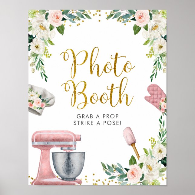 Floral Kitchen Bridal Shower Photo Booth Poster (Front)