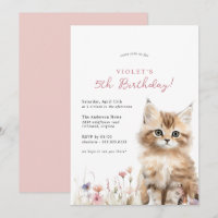 Floral Kitten Cute Cat Theme Girl's Birthday Party