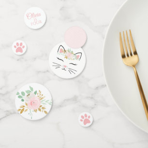 Floral Kitten fête d'anniversaire Confetti