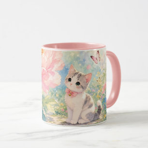 Floral Kitten Mug