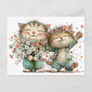 Floral Kitties  Postcard