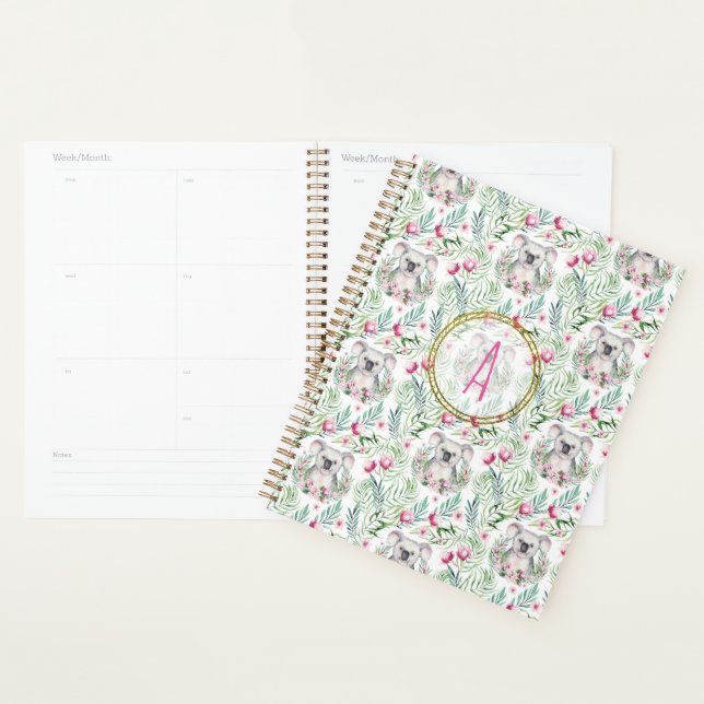 Floral KOALA OURS Monogramme Filles Pièce à couche (Devant avec enveloppe)