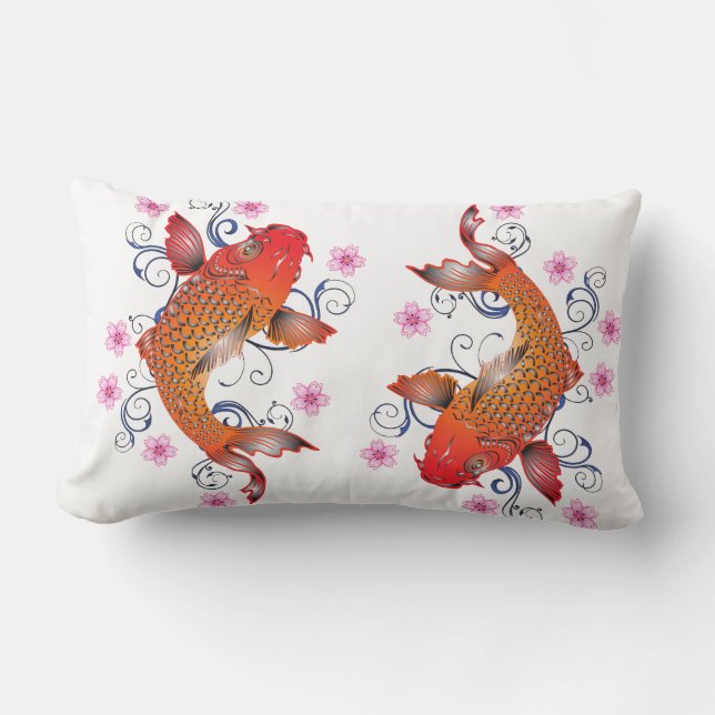 Floral koi carp lumbar pillow (Front)