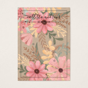 Floral Kraft Cursive Multiple Earring Display Card