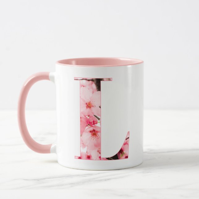 Floral L Initial Mug | Personalized Name & Traits (Left)