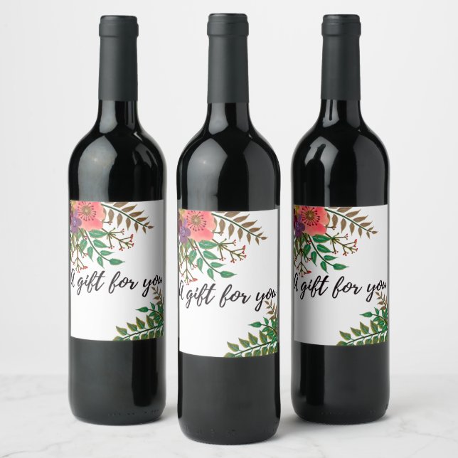 Floral label set for food and drink (Bottles)